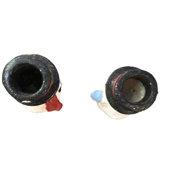 Two Snowman Candlestick Holders Some Wear - Picture 6 of 12